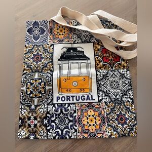 Portugal Themed Tote Bag with Tram Design